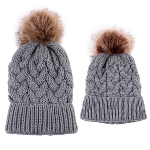 Luxury Modern Cute Kids Girls Hats Mother & Daughter Warm Knitted Hat And Caps Winter Newborn Baby Cap Stevvex