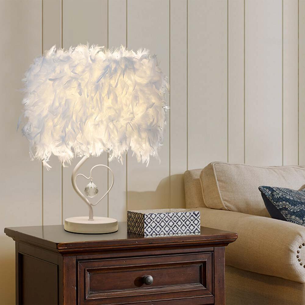 STEVVEX Reading Room Luxury Interesting Decor Heart Shape Feather Crystal Lamp Table Lamp for bedroom Light art decor home planetarium