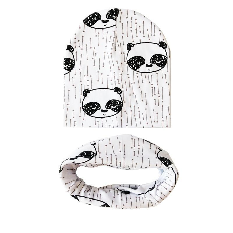Modern Children Girls Cartoon Sheep Printing Cotton Hat and Scarf Animal Pattern Kids Caps Baby Beanie Stevvex