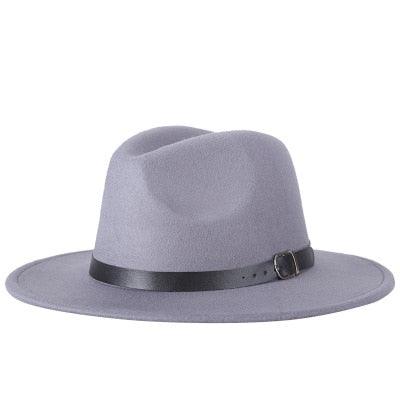 Fashion Men Fedoras Women's Fashion Jazz Hat Unisex Fashion Solid Color Large Hat Summer Spring Hat Luxury Blue Outdoor Hat Classic And Simple Wide Brim Fedora Hat Adjustable Hats For Men With Belt Buckle Stevvex