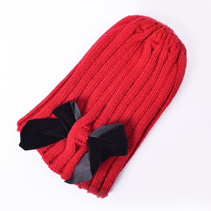 Modern Trend Big Bows Knitted Baby Girl Hat Cap Warm Kids baby winter Hat For Girls Stevvex