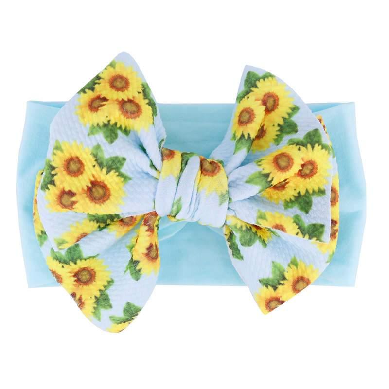 Handmade Bow Flowers Baby Headbands Printed Bowknot Elastic Baby Turban Newborn Hair Accessories For Baby Girls Stevvex
