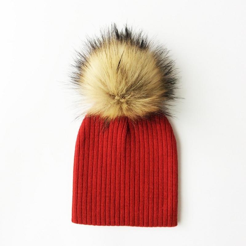 Trend New Winter Children Boy Girl Crochet Artificial Pompom Hat Knitted Toddler Kids Caps With Pompon Baby Beanie For Girls and Boys Stevvex