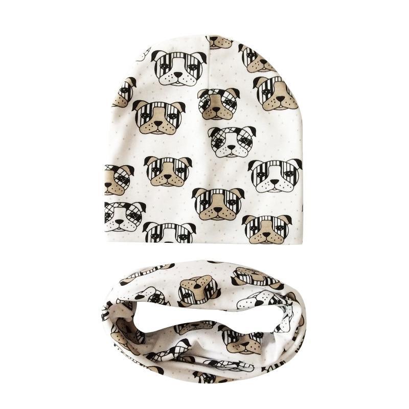 Modern Children Girls Cartoon Sheep Printing Cotton Hat and Scarf Animal Pattern Kids Caps Baby Beanie Stevvex
