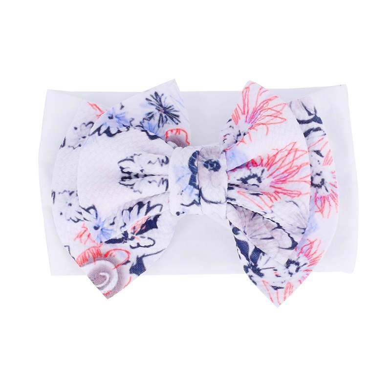 Handmade Bow Flowers Baby Headbands Printed Bowknot Elastic Baby Turban Newborn Hair Accessories For Baby Girls Stevvex