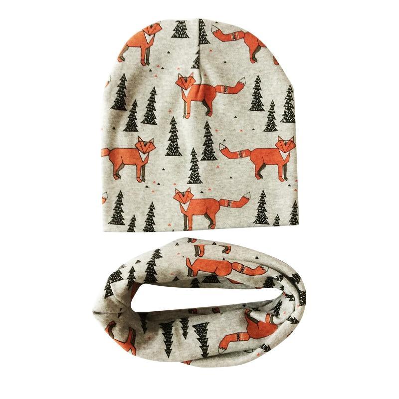 Modern Children Girls Cartoon Sheep Printing Cotton Hat and Scarf Animal Pattern Kids Caps Baby Beanie Stevvex
