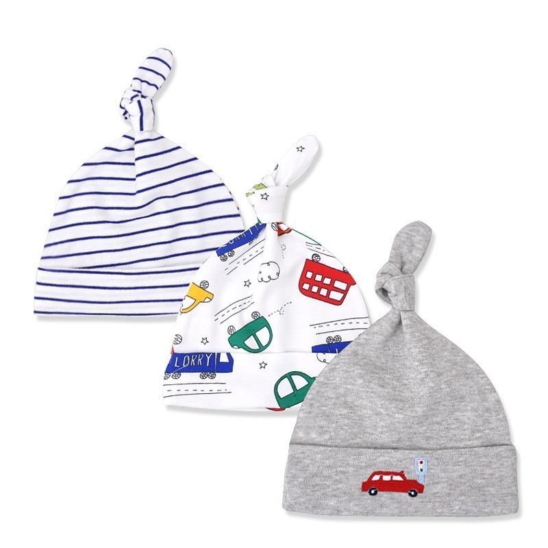Printed Baby Hats & Caps For Newborn Baby Accessories In Elegant Modern Design Set Of 3PCS For Baby Kids Stevvex
