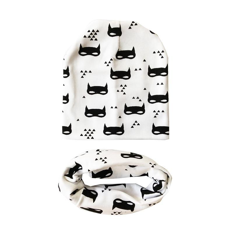Modern Children Girls Cartoon Sheep Printing Cotton Hat and Scarf Animal Pattern Kids Caps Baby Beanie Stevvex