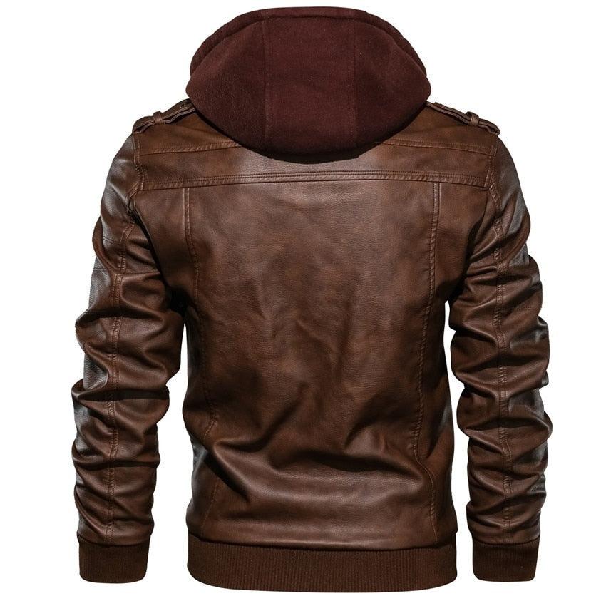 New Men's Leather Jackets Autumn Casual Motorcycle PU Jacket Biker Leather Clothing Men's Hooded Jackets Male Warm Comfortable Vintage Casual Motorcycle Jacket Stevvex