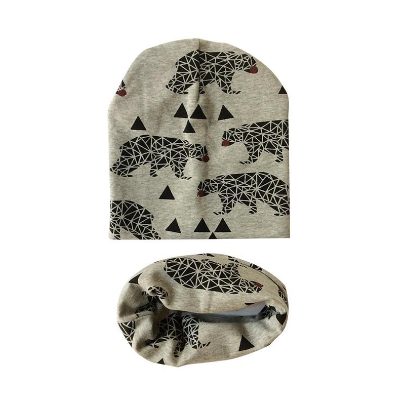 Modern Children Girls Cartoon Sheep Printing Cotton Hat and Scarf Animal Pattern Kids Caps Baby Beanie Stevvex