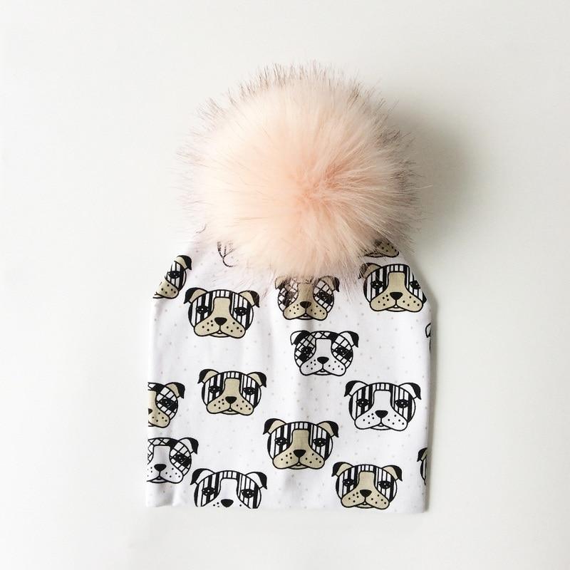 Luxury Modern Unique Toddler Boys and Girls Cartoon Printing Cotton Pompom Cap For Baby Beanie Hat With Pompon For Kids Stevvex