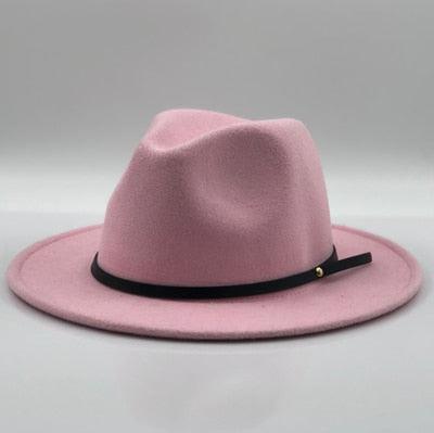 Women Men Wool Vintage Black Fedora Hat With Wide Unique Fedora Hats With Belt Buckle For Men Women Brim Gentleman Elegant Lady Winter Autumn Soft Caps Stevvex
