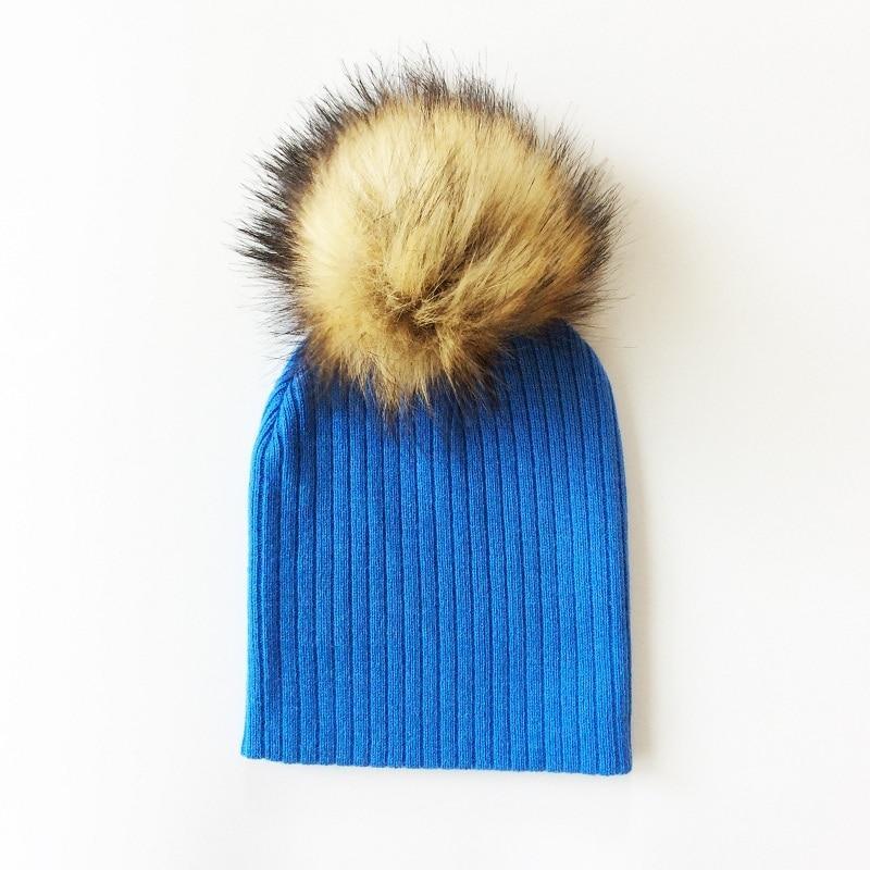 Trend New Winter Children Boy Girl Crochet Artificial Pompom Hat Knitted Toddler Kids Caps With Pompon Baby Beanie For Girls and Boys Stevvex