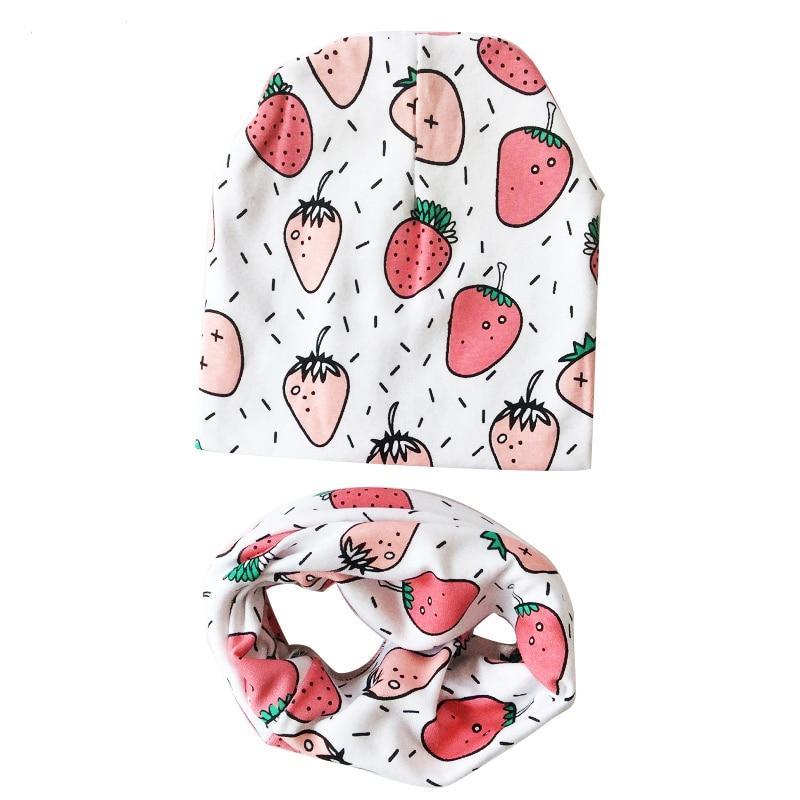 Modern Children Girls Cartoon Sheep Printing Cotton Hat and Scarf Animal Pattern Kids Caps Baby Beanie Stevvex