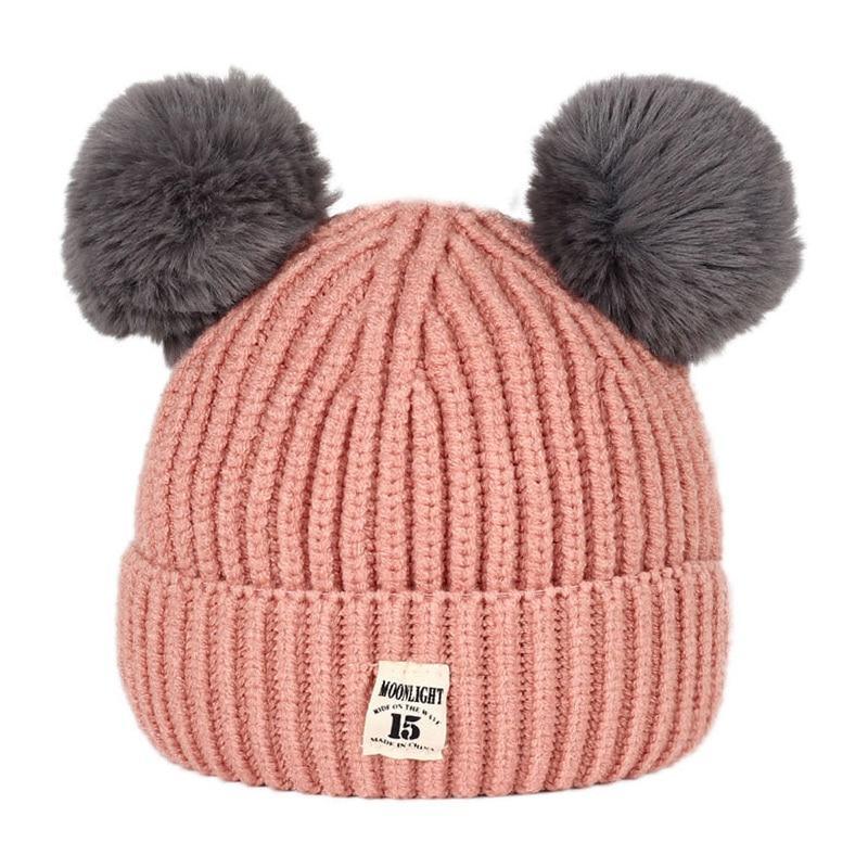 Modern Trend New Baby Beanies Hats Children Knitted Pompom Winter Autumn Cute Cap  Warm Girl Hat With Two Balls Stevvex