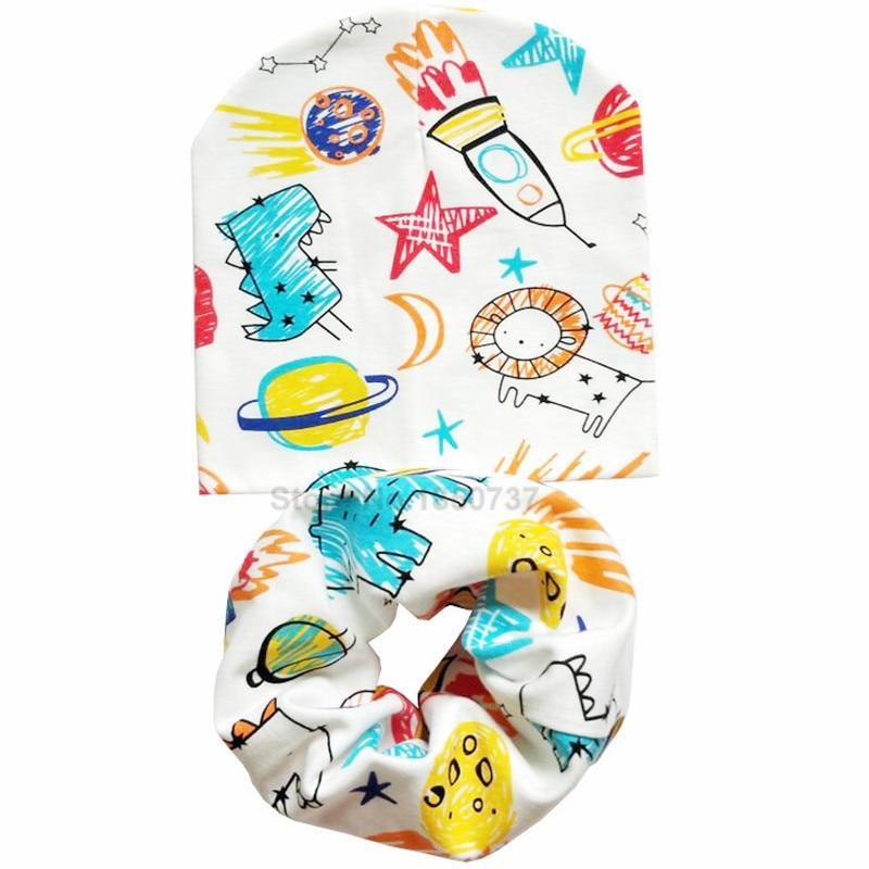Modern Cartoon Cotton Baby Hat Winter Baby Girls Hat Newborn Boys Hats Kids Cap Scarf Set Children Beanies For Kids With Scarf Stevvex