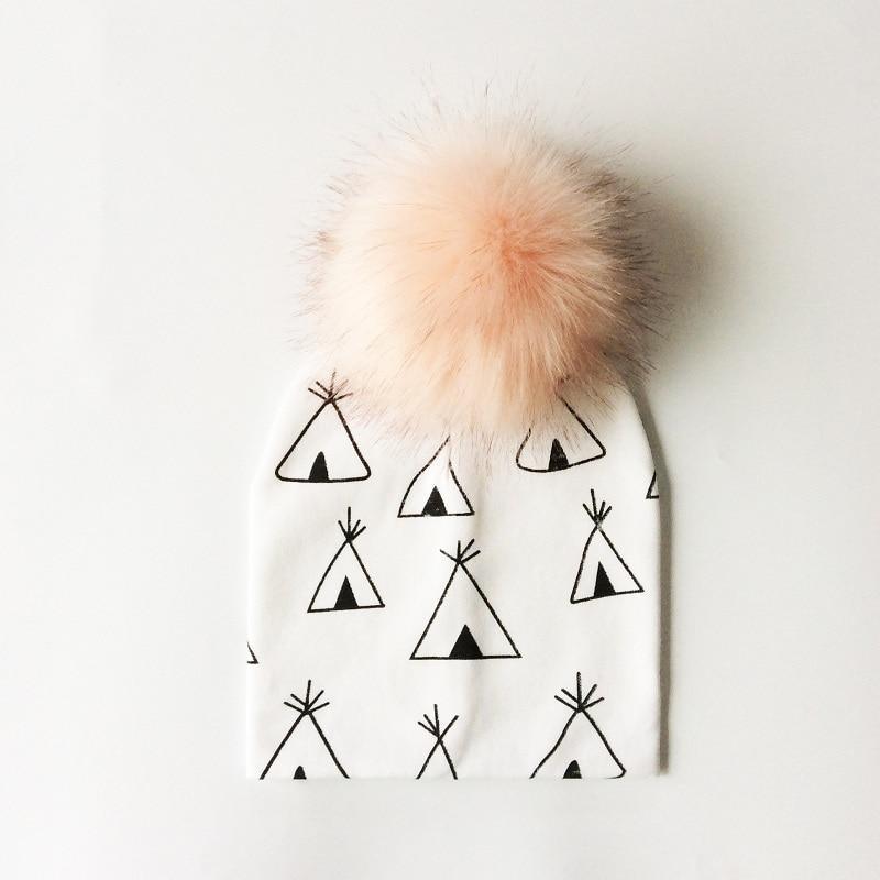 Luxury Modern Unique Toddler Boys and Girls Cartoon Printing Cotton Pompom Cap For Baby Beanie Hat With Pompon For Kids Stevvex
