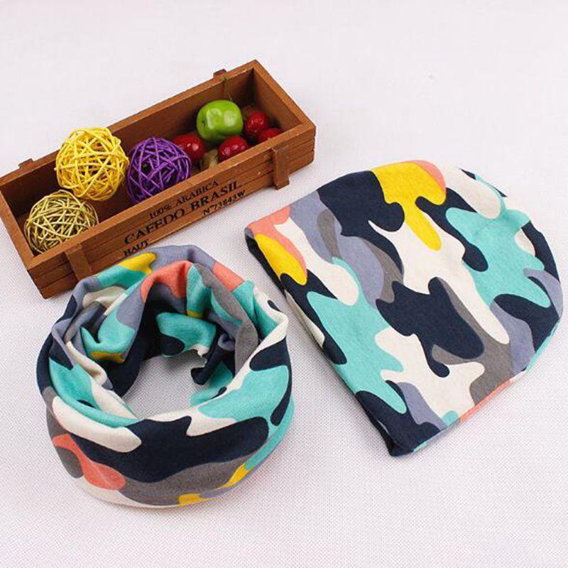 Modern Children Hat Scarf Set Camouflage Print Cotton Baby Beanie Collar for Baby Boy/Girl Cap Kids Warm Hats Scarves Design Stevvex