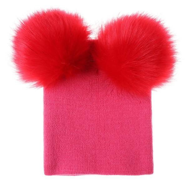 New Trend Baby Winter Hat Knitted Warm Double Fur Pompom Caps Beanies For Girls In Modern Design Stevvex