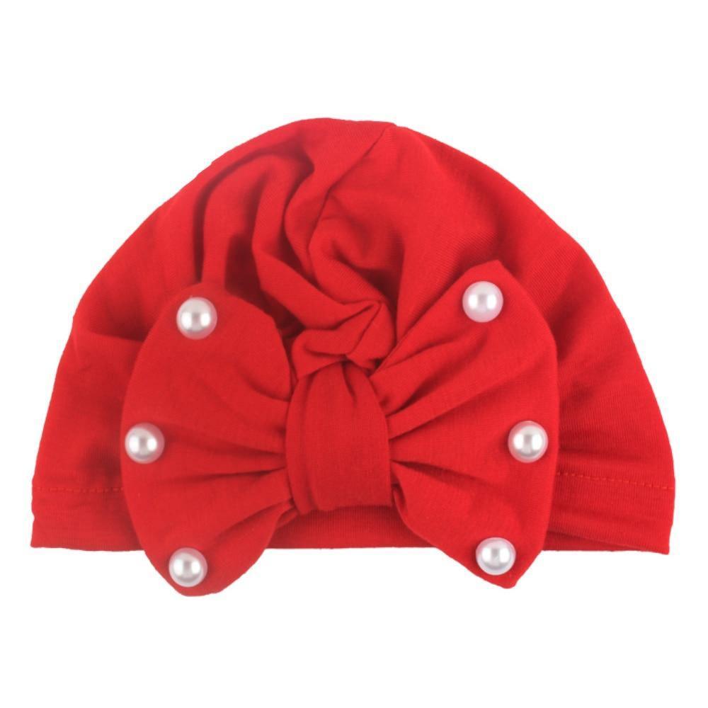 Modern Baby Hats Cute Rabbit Bow Knot with Pearls Baby Girl Hat with Pearls  for Kids In Diamond Luxury Style Stevvex