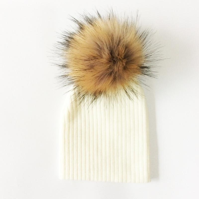 Trend New Winter Children Boy Girl Crochet Artificial Pompom Hat Knitted Toddler Kids Caps With Pompon Baby Beanie For Girls and Boys Stevvex