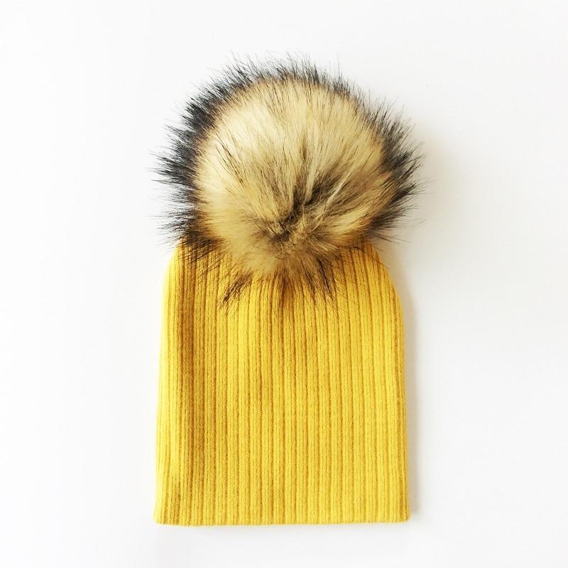 Trend New Winter Children Boy Girl Crochet Artificial Pompom Hat Knitted Toddler Kids Caps With Pompon Baby Beanie For Girls and Boys Stevvex