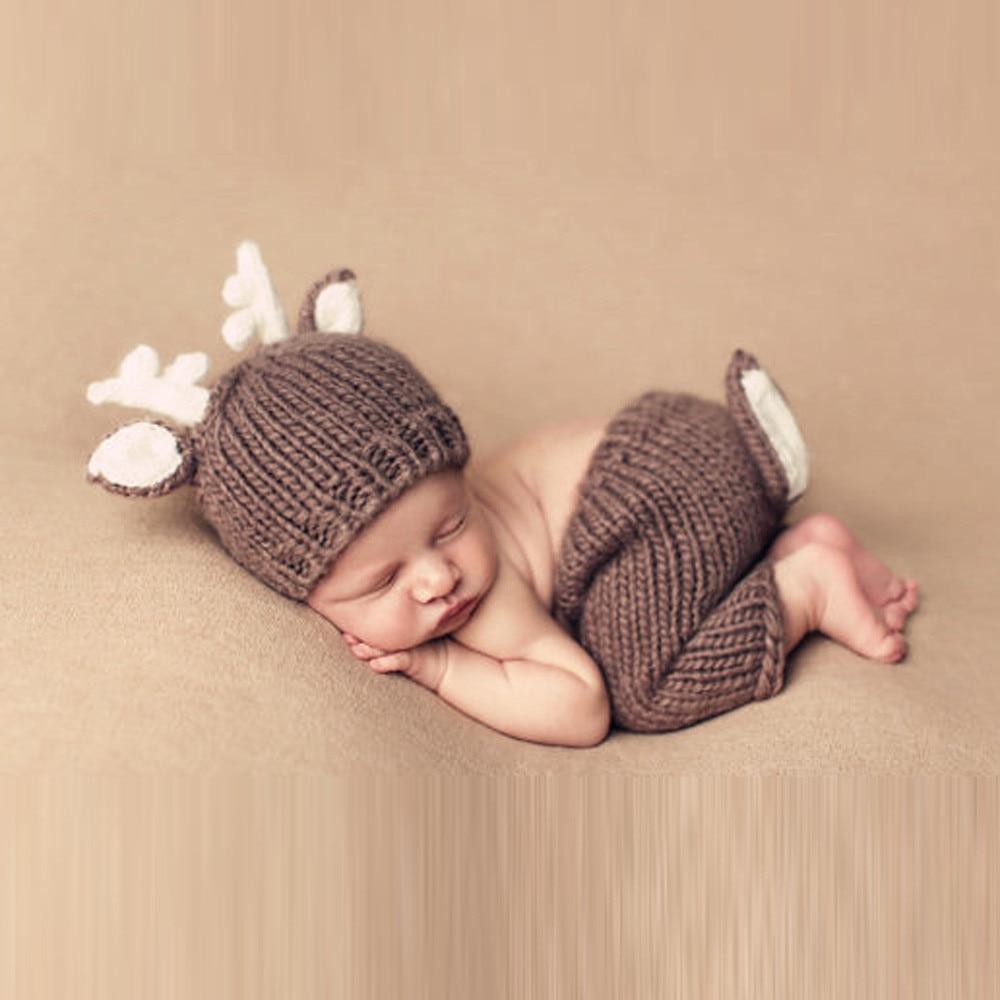 Modern Baby Cap Deer Design Handmade Crochet Deer Costume Set Knitted Hats And Toy For Girls and Boys Kids Stevvex