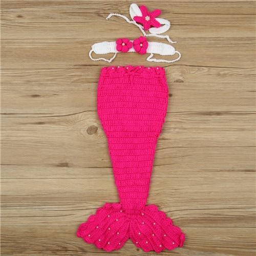 Baby Hat Mermaid Newborn Photography Props Girls Crochet Knitted Cap Hand-woven In Modern New Princess Design Stevvex