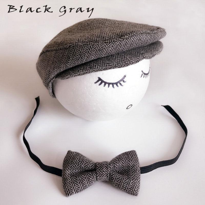 Modern Set Baby Newborn Peaked Beanie Cap Hat Bow Tie Photo Photography Prop Infant Boy Caps In elegant Modern Design Stevvex