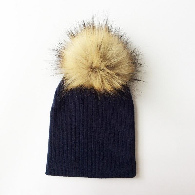 Trend New Winter Children Boy Girl Crochet Artificial Pompom Hat Knitted Toddler Kids Caps With Pompon Baby Beanie For Girls and Boys Stevvex