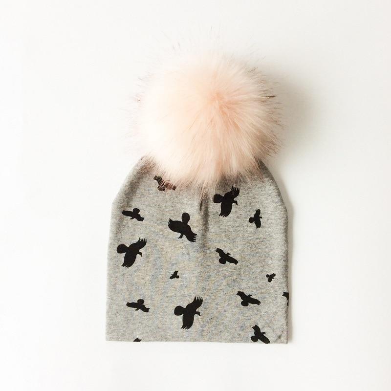 Luxury Modern Unique Toddler Boys and Girls Cartoon Printing Cotton Pompom Cap For Baby Beanie Hat With Pompon For Kids Stevvex
