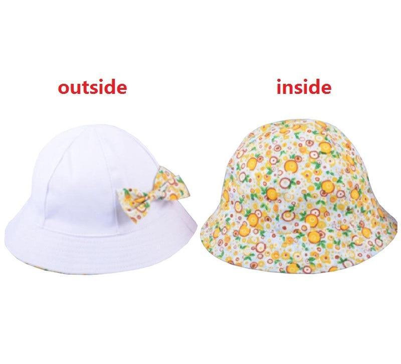Modern Baby Girls Sun Hat Cotton Baby Hat Kids Child Cap Bowknot Flower Print Bucket Hat Double Sided Stevvex