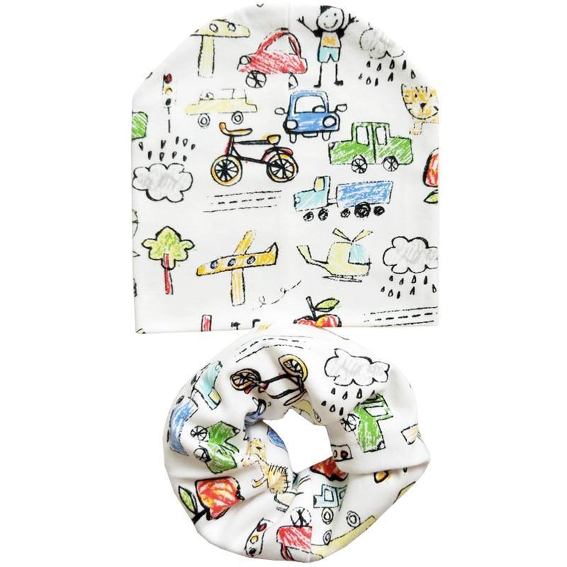 Modern Cartoon Cotton Baby Hat Winter Baby Girls Hat Newborn Boys Hats Kids Cap Scarf Set Children Beanies For Kids With Scarf Stevvex