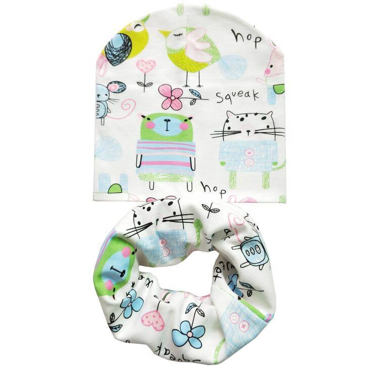 Modern Cartoon Cotton Baby Hat Winter Baby Girls Hat Newborn Boys Hats Kids Cap Scarf Set Children Beanies For Kids With Scarf Stevvex
