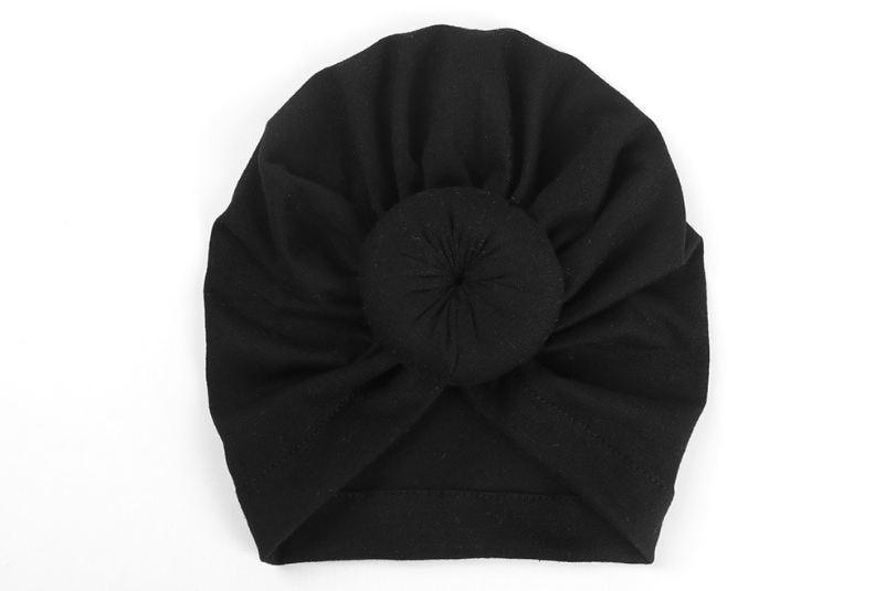 Newborn Toddler Baby Girl Turban Cotton Beanie Hat Warm Soft Cap Solid Knot Soft Wrap In Modern Style Stevvex