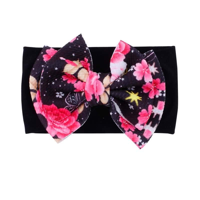Handmade Bow Flowers Baby Headbands Printed Bowknot Elastic Baby Turban Newborn Hair Accessories For Baby Girls Stevvex