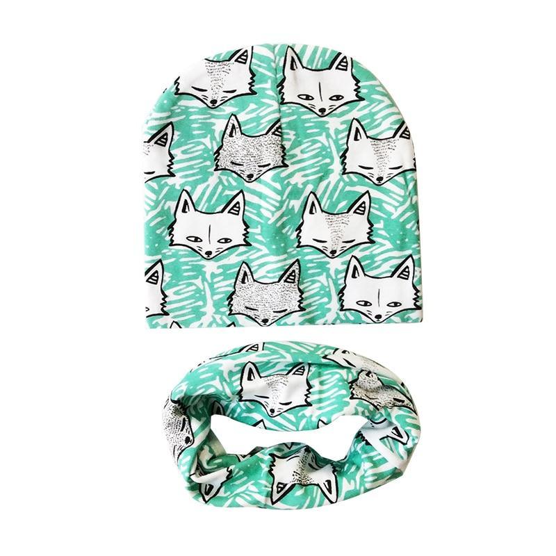 Modern Children Girls Cartoon Sheep Printing Cotton Hat and Scarf Animal Pattern Kids Caps Baby Beanie Stevvex