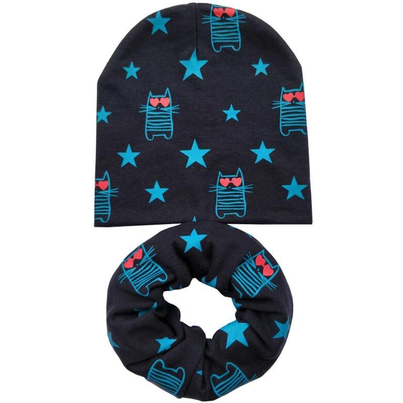 Modern Cartoon Cotton Baby Hat Winter Baby Girls Hat Newborn Boys Hats Kids Cap Scarf Set Children Beanies For Kids With Scarf Stevvex