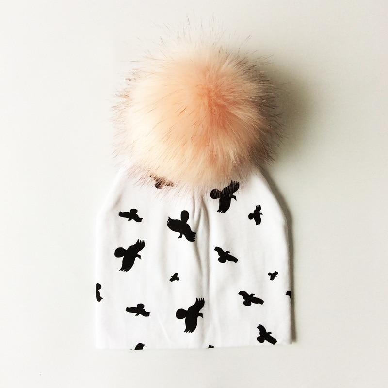 Luxury Modern Unique Toddler Boys and Girls Cartoon Printing Cotton Pompom Cap For Baby Beanie Hat With Pompon For Kids Stevvex