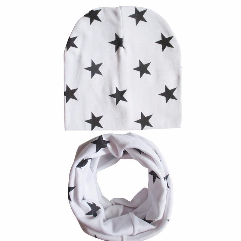 Modern New Trend Baby Hat Scarf Star Prints Cotton Children Boys Girl Cap Beanie Neck Collar Scarf Autumn Winter Warm Kids Hats For Kids Stevvex