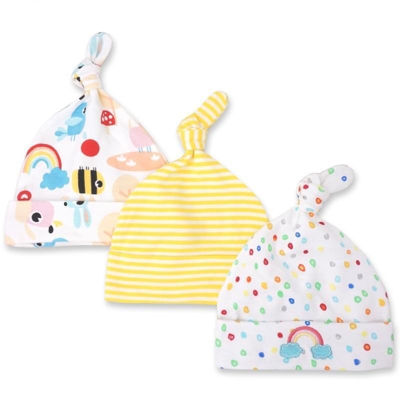 Printed Baby Hats & Caps For Newborn Baby Accessories In Elegant Modern Design Set Of 3PCS For Baby Kids Stevvex