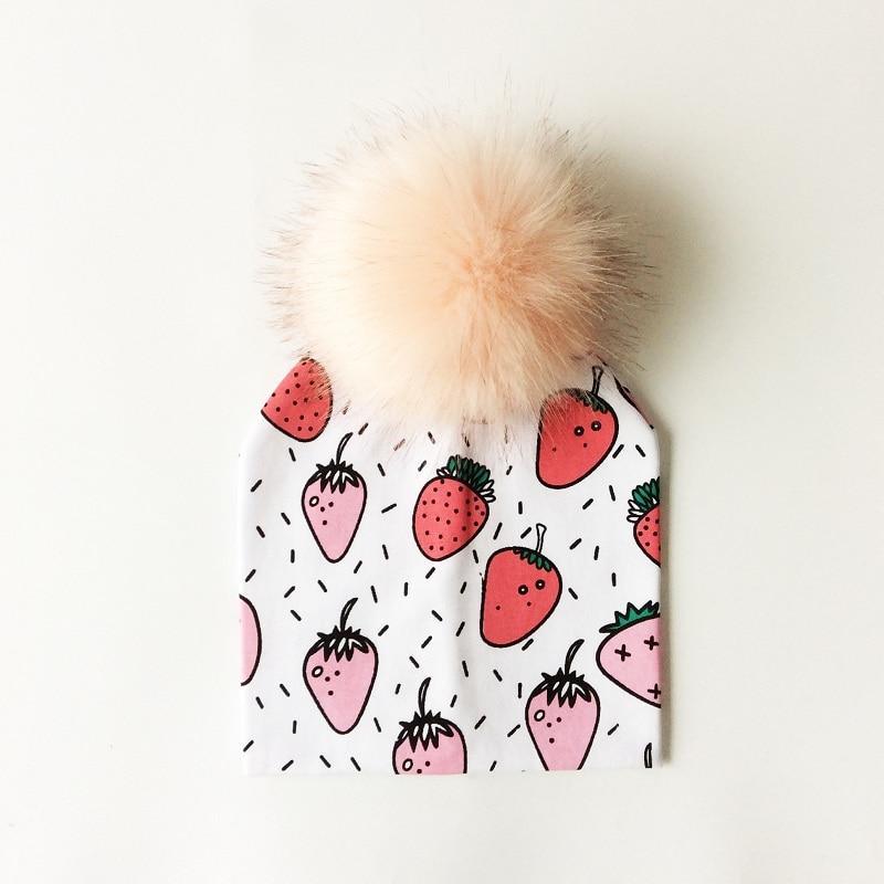 Luxury Modern Unique Toddler Boys and Girls Cartoon Printing Cotton Pompom Cap For Baby Beanie Hat With Pompon For Kids Stevvex