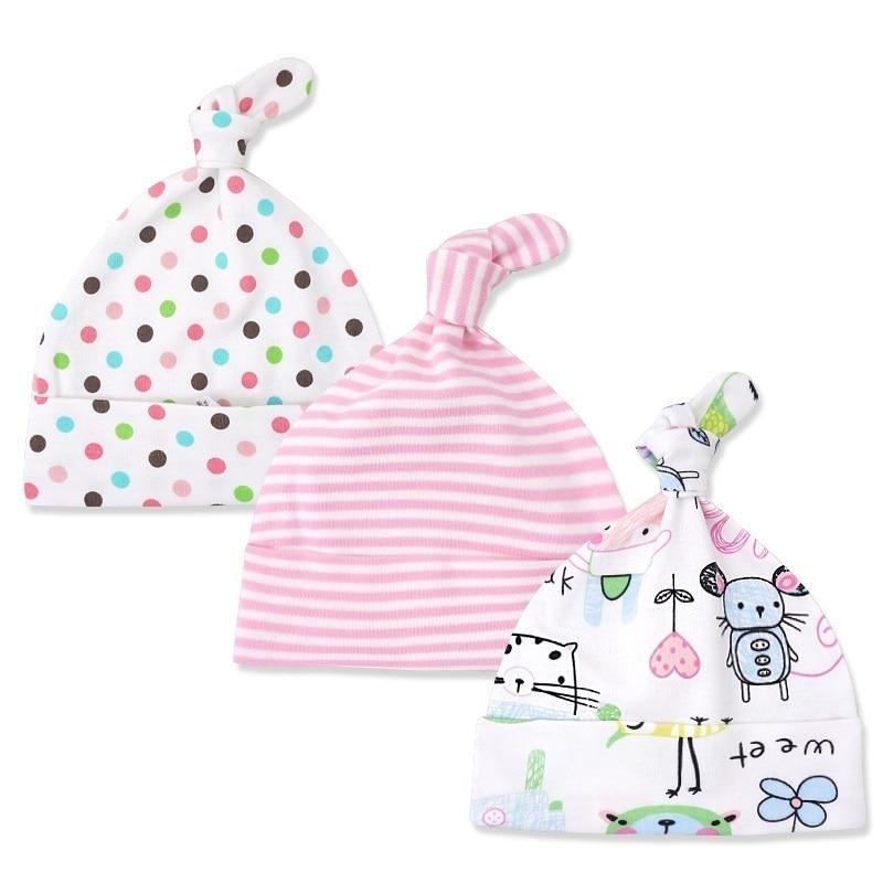 Printed Baby Hats & Caps For Newborn Baby Accessories In Elegant Modern Design Set Of 3PCS For Baby Kids Stevvex