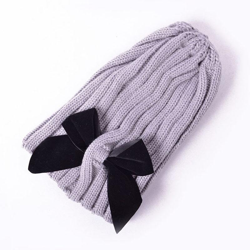 Modern Trend Big Bows Knitted Baby Girl Hat Cap Warm Kids baby winter Hat For Girls Stevvex