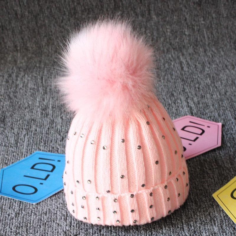 Luxury Baby Kids Pompom Newborn Baby Hat Cap Knitted Warm Hats With Rhinestone for Baby Girl/Boy Beanie Soft Toddler Hat Stevvex