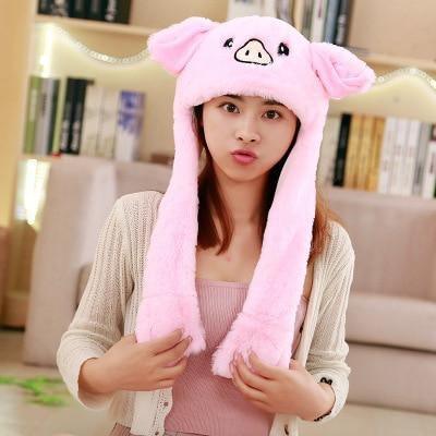 Modern Elegant Winter Interesting Girls Animals Ear Moving Jumping Hats Children and Adults Women Warm Rabbit Winter Caps In Modern Design Stevvex