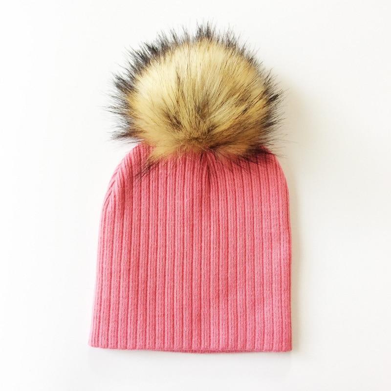 Trend New Winter Children Boy Girl Crochet Artificial Pompom Hat Knitted Toddler Kids Caps With Pompon Baby Beanie For Girls and Boys Stevvex
