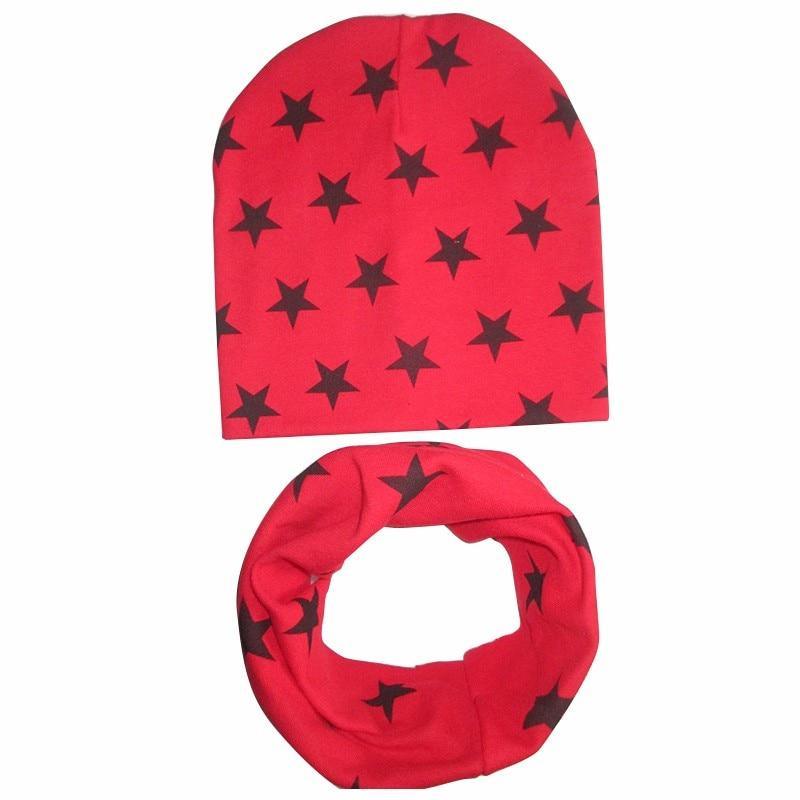 Modern New Trend Baby Hat Scarf Star Prints Cotton Children Boys Girl Cap Beanie Neck Collar Scarf Autumn Winter Warm Kids Hats For Kids Stevvex