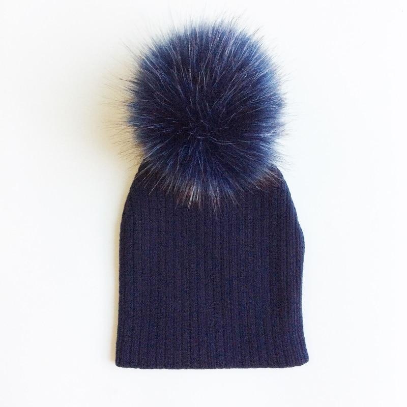 Trend New Winter Children Boy Girl Crochet Artificial Pompom Hat Knitted Toddler Kids Caps With Pompon Baby Beanie For Girls and Boys Stevvex