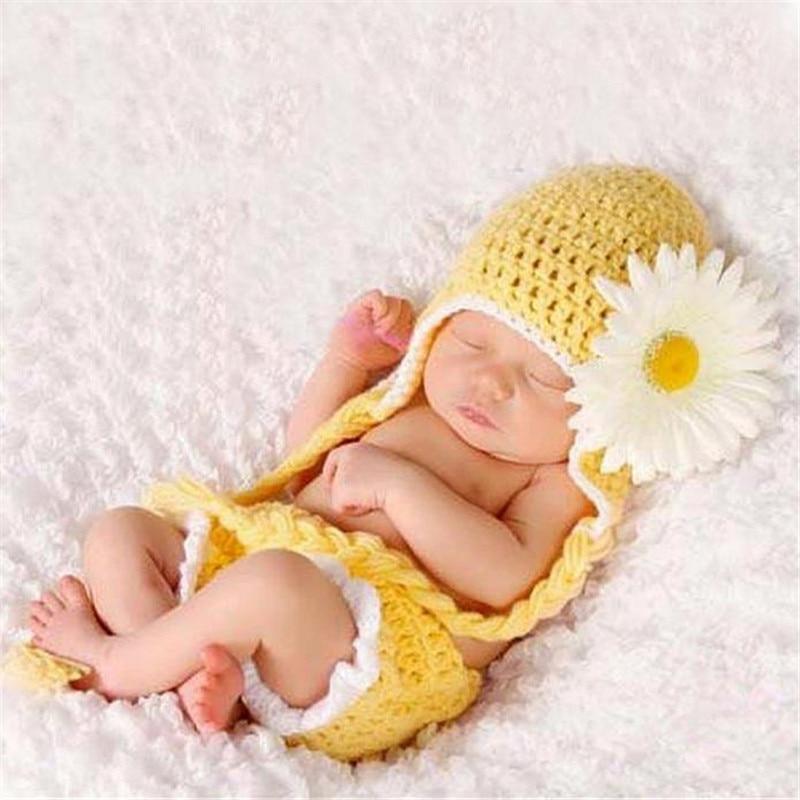 Knitting Baby Hat Newborn Photography Props Cute Children Pajamas Set For Girls And Boys Stevvex
